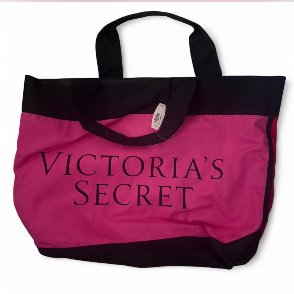 Vintage Victoria's Secret Bold Pink And Black Tote